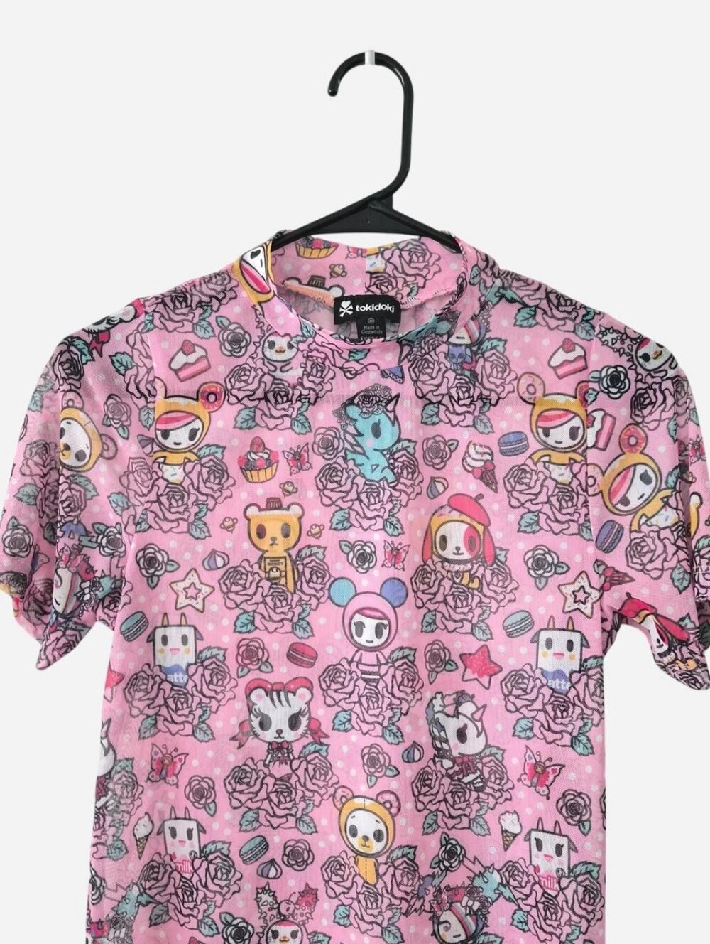 TokiDoki Flowery Friends Pink Short Sleeve Mock Turtleneck